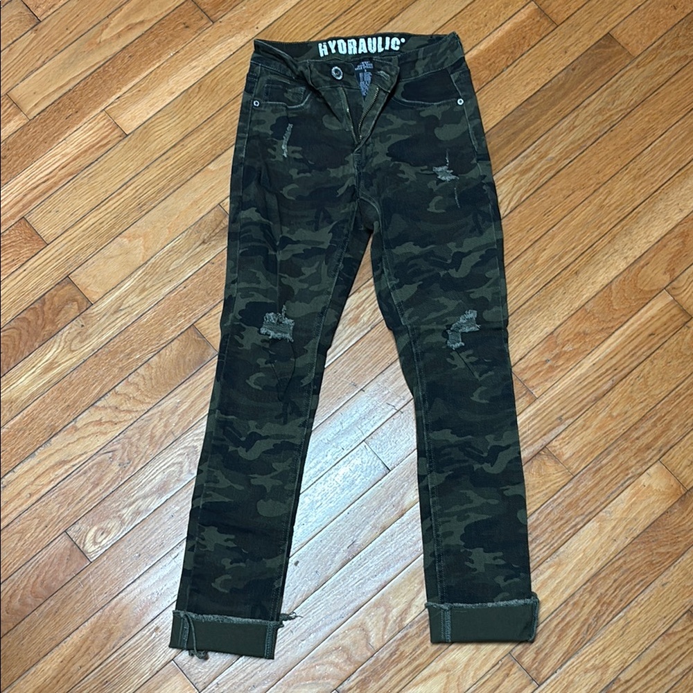 Hydraulic Camouflage Patterned Jeans